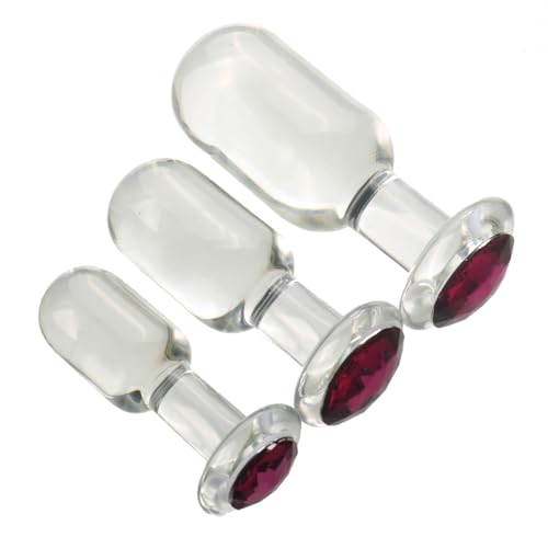 Axcroo Glas Analplug S/M/L Klar Buttplug Mit Kristall Diamant Schmuck Glasdildo Analdildo Anus Dilatator Prostata Massager Kugel Glasplug Anal Butt Plug Sex Spielzeug für Frauen Männer Paare (3 Stück)