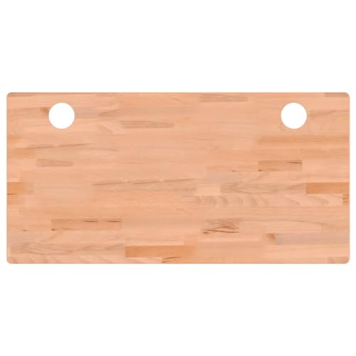 vidaXL Schreibtischplatte, Tischplatte mit 4 abgerundeten Ecken, Arbeitsplatte Platte für Schreibtisch Esstisch, Holzplatte Bürotischplatte, 110x55x1,5 cm Massivholz Buche