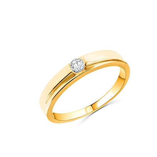 Bague alliance argent 925 plaqué or 18 carats anti-ternissement avec pierre zirconium