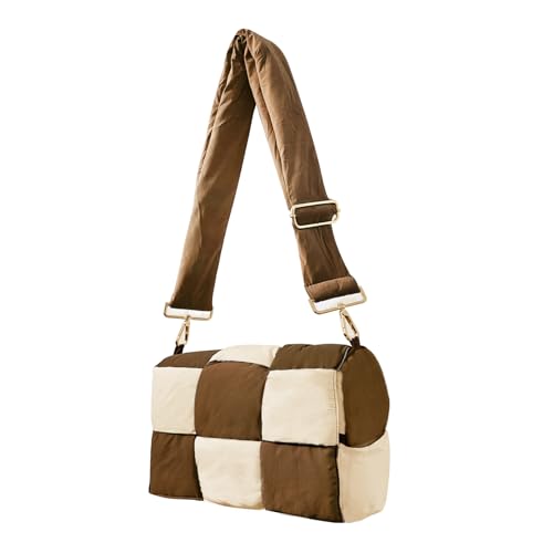 Image of Shoulder Bag Lightweight Puffer Tote Crossbody Bag Handwoven for Women | waterproof nylon, durable, soft padded texture, versatile for travel, work, weekend, everyday, adjustable strap