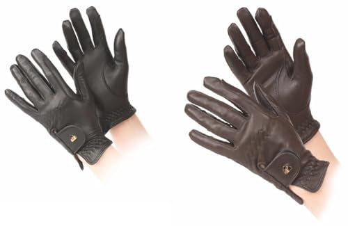 Gants d'équitation en cuir noir Shires Aubrion pour femme en taille XS