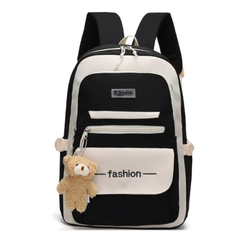 Mochila Escolar Grande Unissex Coreana/Japonesa Bolso Secreto Impermeável Mochila Feminina Grande (Preto)