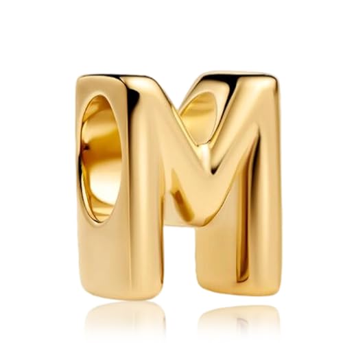 Amieween Initial Letter Alphabet M Charms 14K Gold Plated Women Gifts Love Mom Family Friend Birthday Anniversary Christmas Mothers Valentines Day Bracelets and Necklaces A-Z Charm for Pandora