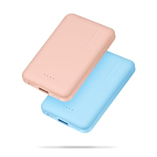 Miady 2-Pack 5000mAh Mini Portable Charger, 5V 2.4A USB-C Output