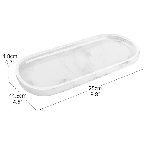 Luxspire Vanity Tray, Toilet Tank Oval Storage Tray, Resin Marble Pattern Bathtub Tray, Bathroom Countertop Organization… - Image 5