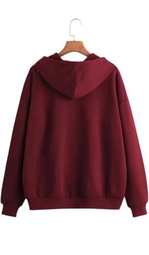 Image of Rabboni Women's Solid Zip-Up Hoodie Jacket | Full Sleeve Hooded Sweatshirt with Kangaroo Pockets | Casual Winter Wear Hoodie for Women