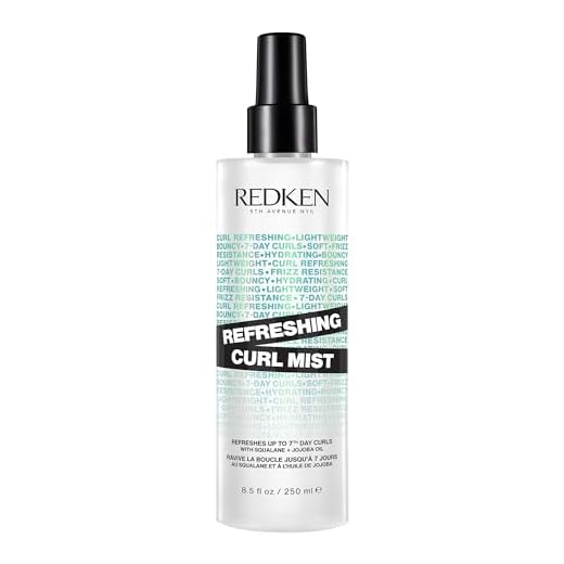 Redken Strukturgebendes Spray für eine sofortige Revitalisierung von Locken, Mit Squalan und Jojoba-Öl, Für ein frisches Haargefühl, Silikonfrei, Refreshing Curl Mist, 1 x 250 ml