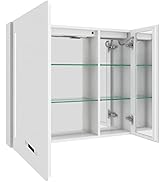 SogesPower Medicine Cabinet Mirror, 29.5" Wall Mounted Double Door Bathroom Cabinet, Bathroom Mir...