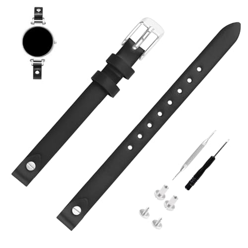 MMBAY 8mm Women Leather Watch Bands Compatible Fit for Fossil 8 mm ES2829 ES2830 ES3060 ES3076 ES3077 ES3148 ES4119 ES4176 ES3262 ES3077 Replacement Watch Strap Wirstband Bracelet For Men and Women (Black)