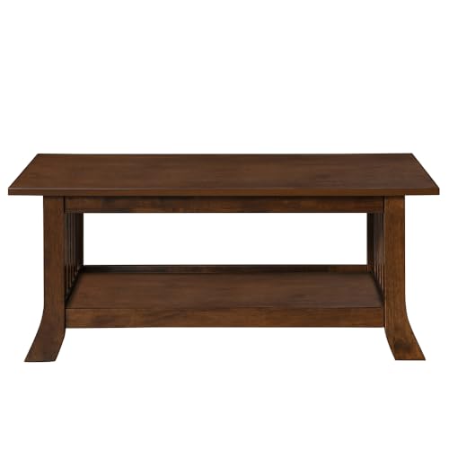 Image of Royaloak Melaka Malaysian Wooden Coffee Table | Solid Wood Veneer Top | Curved Legs for Sophisticated Style | Bottom Shelf for Extra Storage | Elegant & Functional Living Room Cofee Table Wooden
