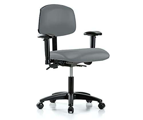 Image of Perch Multi Task Swivel Chair with Wheels for Carpet or Linoleum, Desk Height, Cinder Fabric