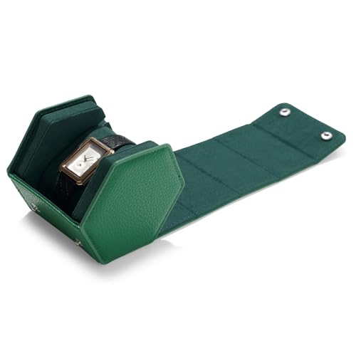 Oirlv PU Pelle Esagonale Scatola per Orologio,Orologio Rotolo,Viaggio Di Stoccaggio Per Scatola Orologio Anniversario Compleanno(Verde)