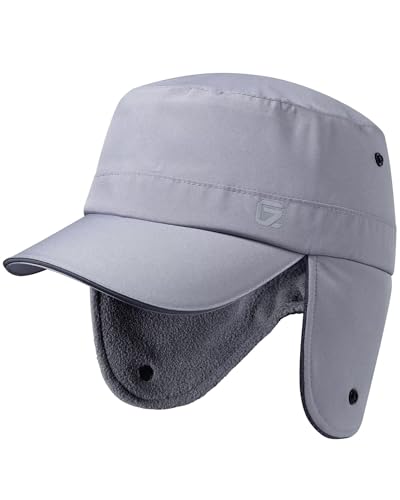GADIEMKENSD Gorro de Invierno con Orejeras para Hombre, Gorro Trapper de Forro Polar para Mujer, Gorra de Béisbol Cálido para Esquí, Patinaje sobre Hielo, Deportes de Invierno, Gris Claro