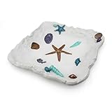 Afadorable White Resin Ocean Tray, Decorative Seashell Starfish Conch Bowl Key Trinket Storage, Coastal Centerpiece Table Decor for Home Living Room Kitchen, Beach Themed Wedding Party Decor