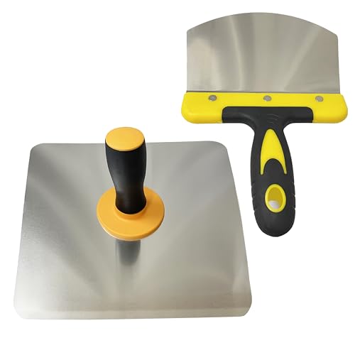 Masonry Tools (2 Pieces): plasterboard Holder Aluminum plastering Axe and Feeder Mortar Board with Soft Handle Suitable for Cement Mortar plasterboard and Concrete plastering.