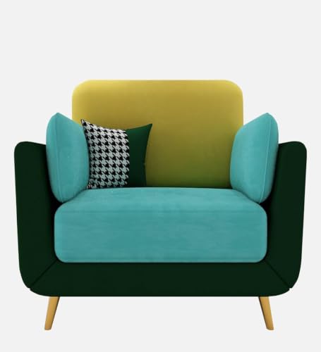 Image of Modern Sofa, 1 Seater with Decorative Cushions, Chesterfield Arm Three Seater for Living Room Guest Room Hotels & Office (1 Green and Yellow)