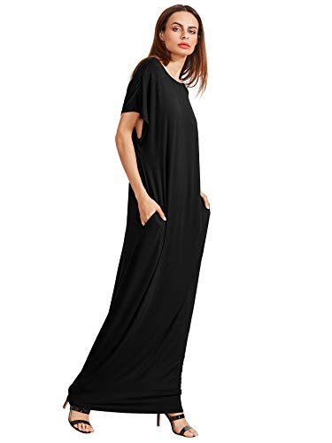 Verdusa Women's Short Sleeve Loose Long Maxi Lounge Dress with Pockets4