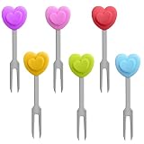 LONZIKP Piekser Fingerfood Kinder 6 Stück Herz Obstgabeln & Obstspieße Edelstahl – Mini Gabeln für Brotdose, Party, Picknicks & Snacks. Wiederverwendbar, macht Essen zum Spaß.
