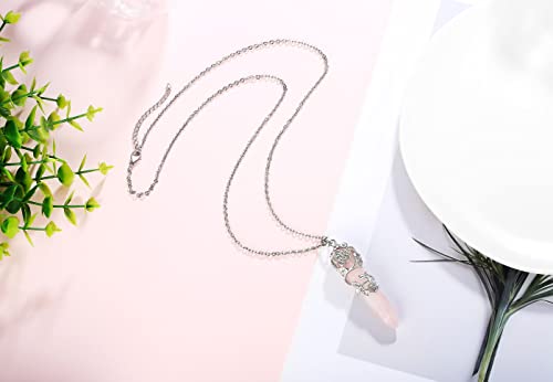XIANNVXI Rose Quartz Necklace Crystal Necklaces for Women Rose Quartz Pendant Pink Necklace for Women Jewellery - Image 2