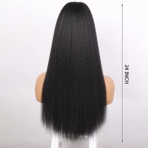 G&T Wig G&T Yaki Drawstring Ponytail Extension With Bangs - Long Yaki Straight Clip In Ponytails Extension For Black Women Synthetic Hairpiece For Daily Party Use thumb #6