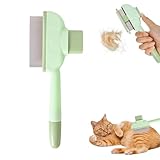 Selbstreinigender Flohkamm, 8,2x20CM Fellblitz Bürste Katze, Selbstreinigende ABS Fellpflegebürste für Haustiere, Flohkamm für Hunde und Katzen (Grün)