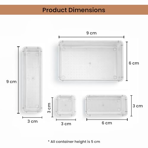 Image of ALOXE Drawer Organizer Makeup Organizer Box Transparent Multipurpose Drawer Organisers Storage Box For Cosmetic, Jewellery, Office, Kitchen Items (10 Pcs)