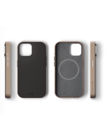 Image of DailyObjects Leatherite Case for iPhone 15 Compatible with MagSafe Wireless Charging | Black-Beige Hybrid Magnetic Back Cover