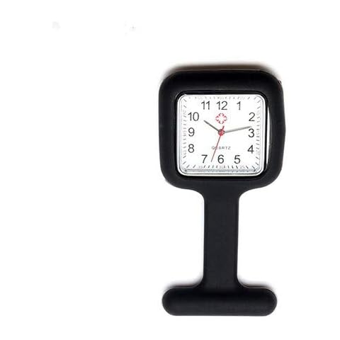 Danigrefinb Silicone Nurse Watch Brooch Tunic Fob Watch with Free Battery Doctor Medical New for Men Women - Style A Black Cover