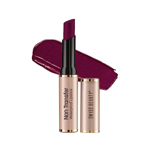 Image of Swiss Beauty Non Tranfer Matte Lipstick Long Stay & Smooth, Burgundy, 3g