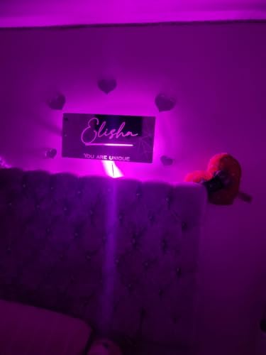 Roslily Personalised Name Mirror Led Color Changing Light Up Mirror Wall Mounted Name Neon Signs Gifts For Valentine Living Room Bar Barber Shop Decor  thumb #5