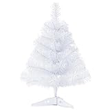 CIPOWM 18Inch Artificial Christmas Tree White Mini Tabletop Christmas Pine Tree with Plastic Stand Small Xmas Tree for Indoor Outdoor Holiday Home Decoration