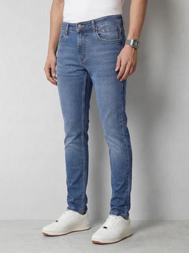 Image of WROGN Men's Slim Fit Jeans | Cotton Stretch | Solid | Casual Denim