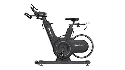 BodyJoy 306EF - Bicicleta estática Spinning, resistencia magnética de 32 niveles, pantalla LCD, volante de inercia de 5 kg, soporte para tableta, 150 kg de peso máximo