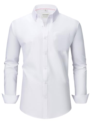Men's Oxford Long Sleeve Shirts Classic Button-Down Solid Color (S-6XL + Tall) Thickened Autumn Versatile for Casual & Formal