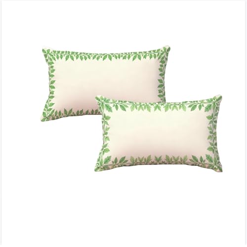 Housse coussin 50x80 imperméable vert lot de 2 design lin