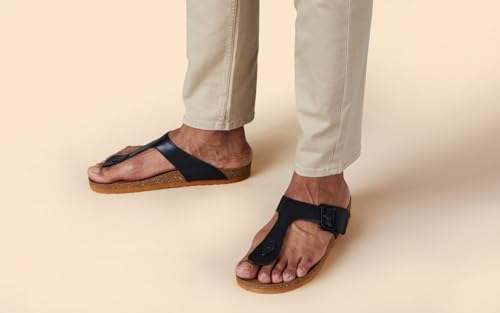 Image of Neeman's Cork Thong Sandals | Sandals for Men | Stylish & Fashionable | Lightweight Comfortable Durable | Slip On Adjustable Strap Sandals for Men | Everday Comfort Chappal (Tan, UK10)