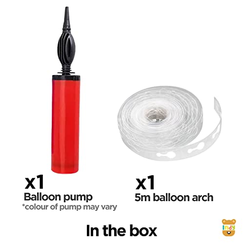 Image of Just Party Hand Held Balloon Air Pump Inflator For Metallic Pastle Balloons and 5 Meter Balloon Arch Kit For Decoration of Birthday /Anniversary /Bachlorette /Wedding /Baby Shower /Any Special Event