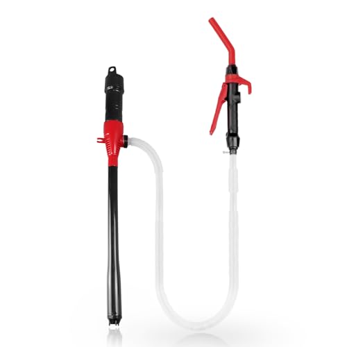 FUELIO Gas Transfer Pump Battery Powered - Fuel Transfer Pump with Nozzle - Battery Operated Gas Pump With 3 FT Long Hose 2.2 GPM Transfer Pump For Water Kerosene Gas Can