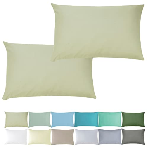 P'tit Basile - Taie d'oreiller 40x60 cm - Lot de 2 taies d Oreiller bébé Enfant - Vert de Gris - 100% Coton Bio 57 Fils certifié sans substances nocives - pour lit 60x120 70x140 cm Berceau cododo