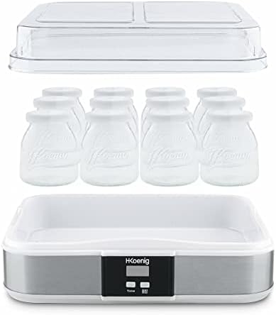 Bild 2 - H.Koenig Joghurtbereiter ELY120, Kapazität 12 x 160 ml, Programmierbar, LCD-Display, Edelstahlgehäuse, BPA-frei, Spülmaschinenfest, Automatische Abschaltung, 21,5 Watt Leistung