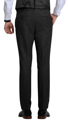 Men's Tweed Herringbone Pant Dress Pants for Men Hidden Expandable Waist Suit Trousers Slacks3