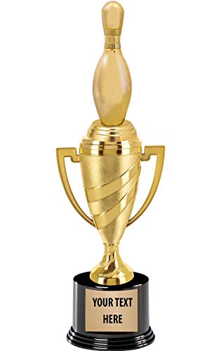 Crown Awards Bowling Trophy, 14" Gold Cup Bowling Pin Trophies, Enter Your Own Engraving, 1 Pack Prime