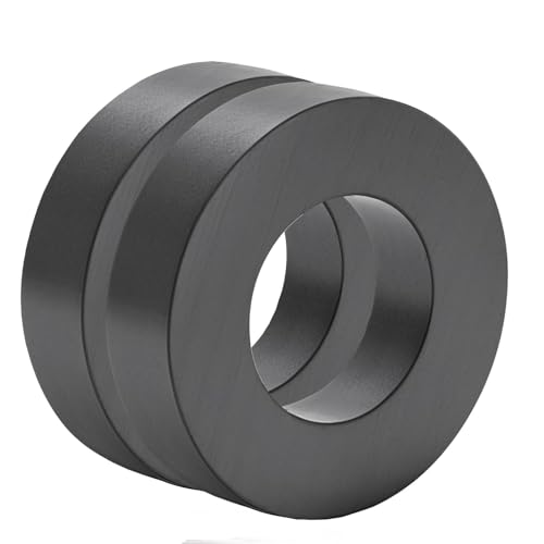 Big Magnets Heavy Duty Large Ring Donut Magnet for Crafts,OD 60 mm x ID 32mm x 15 mm,Ferrite Ring Magnet with Hole for Hobbies,Science Projects,School,DIY(2 Pack)
