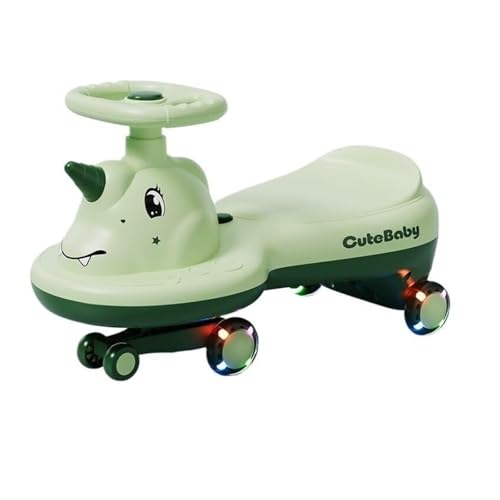 correpasillos Coche de Paseo Wiggle for niños y niñas, Ruedas Intermitentes for Coche oscilante, for niños de 3 años en adelante, Juguetes for Interiores y Exteriores Triciclo(Groen)