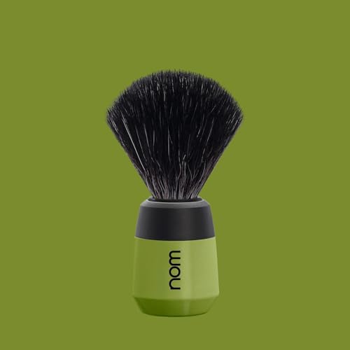 NOM Max Shaving Brush | Vegan Shave Brush for Shaving soaps and creams | sustainable eco-friendly and reusable | Exfoliating Shaving Brush | Olive handle image 4