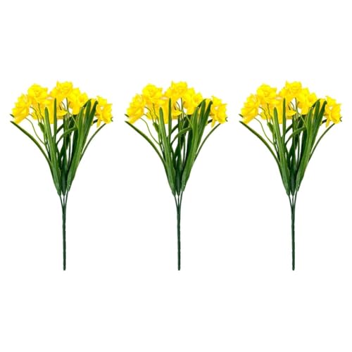 Narcisos artificiales de seda FACAIIO de 35 cm con cuatro variantes de color para decoración 3