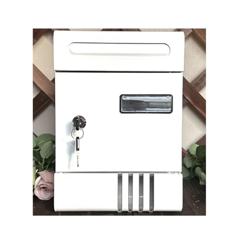 Buzones al Aire Libre Buzón De Pared con Caja Seguridad For Cartas, Paquetes, Almacenamiento, Protección Correo Al Aire Libre Impermeable Casillero Correo Adornado(White)