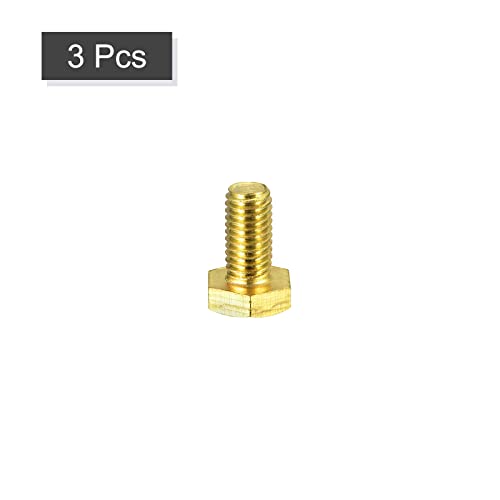 Image of uxcell Brass Hex Bolts, M8x16mm 3pcs Fully Thread Grade 4.8 Solid Brass Hexagon Head Bolt Machine Screws for Machinery