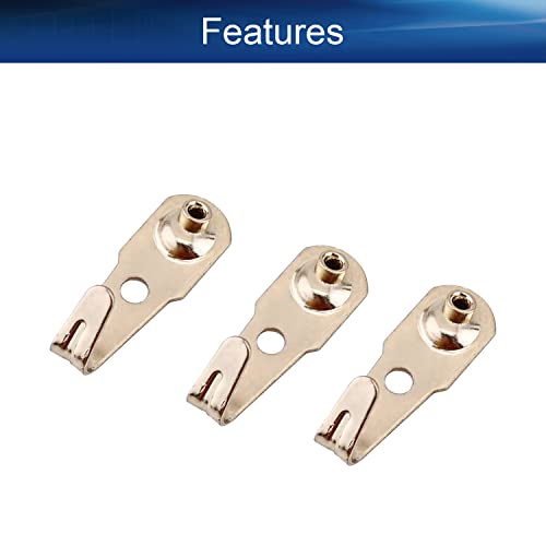 Image of Picture Hangers 0.8mm Thick Picture Hooks with Nails Professional Picture Hanging Kit, for Office Pictures Clock House Decoration Wall Mounting Brass Tone 30pcs