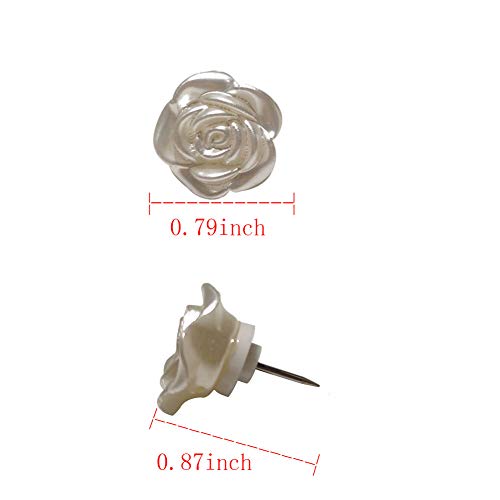 Xqingmei White Rose Flower 40 Pieces Flower Push Pins Drawing Pins Decorative Pins For Message Photo Postcard Note Paper Decorative Thumbtack(Rose Flower) #TOP1